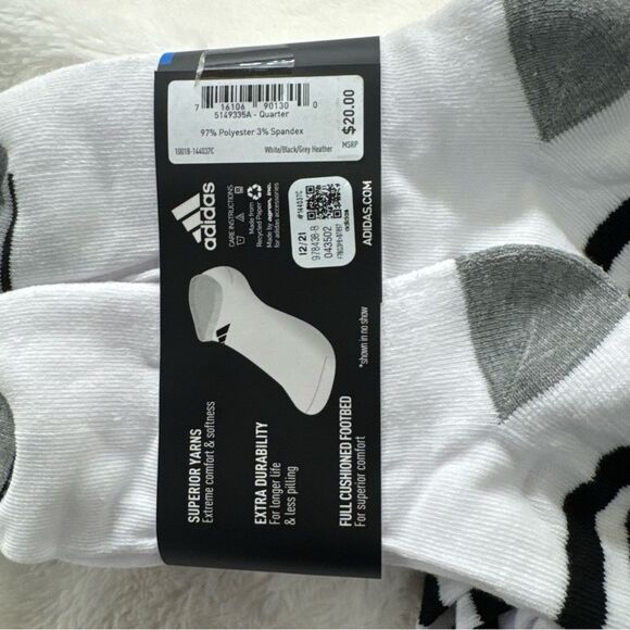 Adidas Men's Striped Cushioned Socks - 6 Pack - Picture 3 of 3